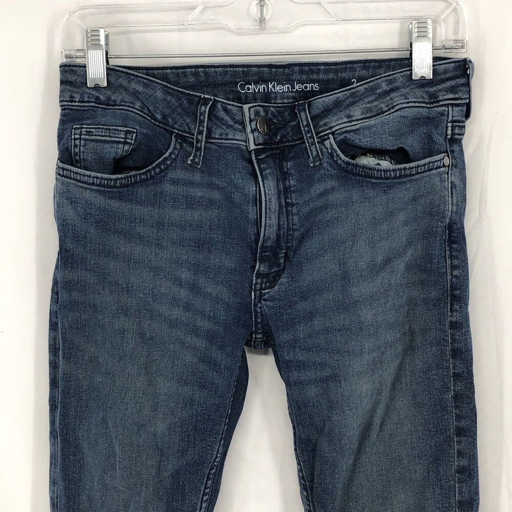 Calvin Klein Jeans Slim Boyfriend Mid Rise Blue Stretch Denim 2 (28x28)